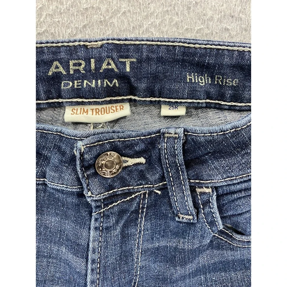 Ariat Denim High Rise Slim Trousers Women's 25R (24x32) Western Bootcut Jeans - Picture 6 of 11